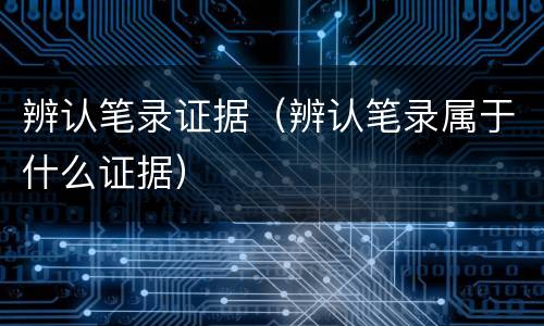 辨认笔录证据（辨认笔录属于什么证据）