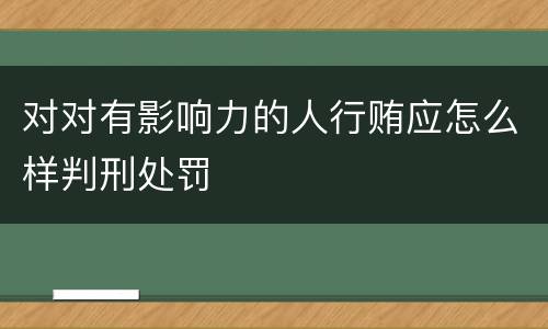对对有影响力的人行贿应怎么样判刑处罚
