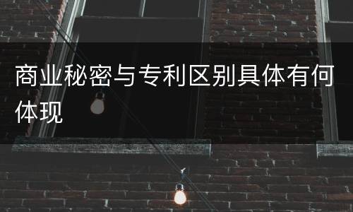 商业秘密与专利区别具体有何体现