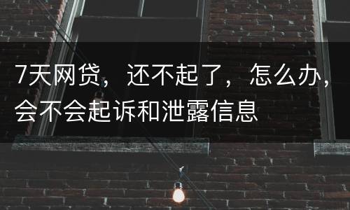 7天网贷，还不起了，怎么办，会不会起诉和泄露信息