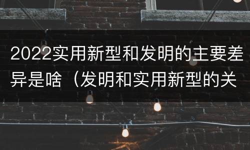 2022实用新型和发明的主要差异是啥（发明和实用新型的关系）