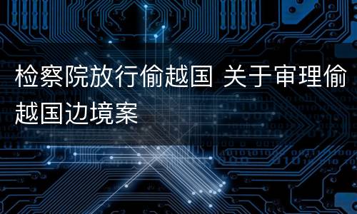 检察院放行偷越国 关于审理偷越国边境案