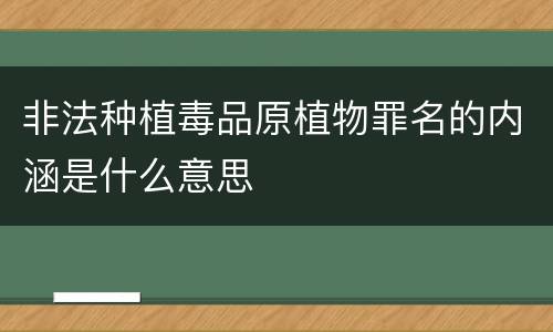 非法种植毒品原植物罪名的内涵是什么意思