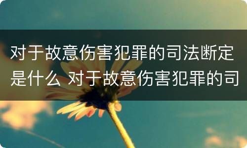 对于故意伤害犯罪的司法断定是什么 对于故意伤害犯罪的司法断定是什么意思
