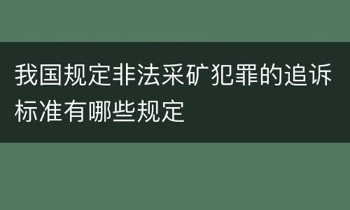我国规定非法采矿犯罪的追诉标准有哪些规定