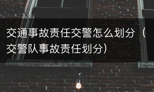 交通事故责任交警怎么划分（交警队事故责任划分）