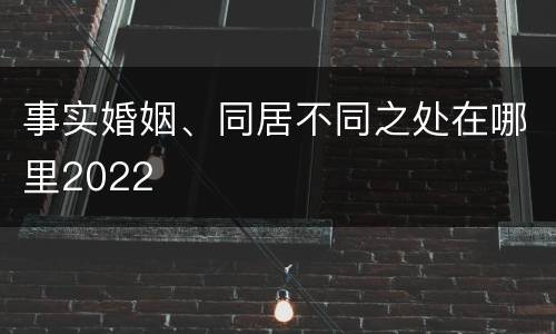 事实婚姻、同居不同之处在哪里2022