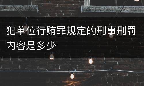 犯单位行贿罪规定的刑事刑罚内容是多少