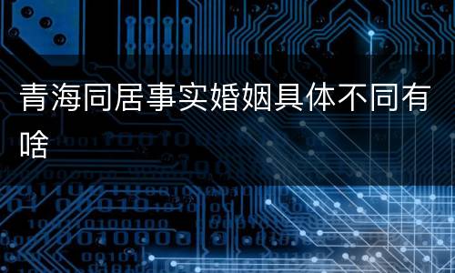 青海同居事实婚姻具体不同有啥