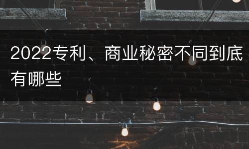2022专利、商业秘密不同到底有哪些