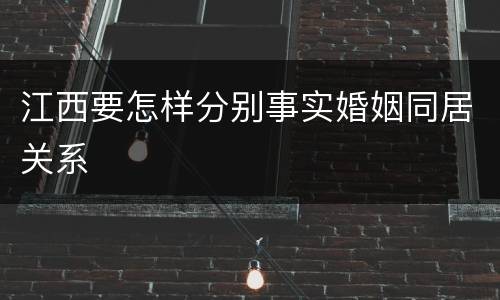 江西要怎样分别事实婚姻同居关系
