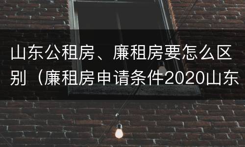 山东公租房、廉租房要怎么区别（廉租房申请条件2020山东）