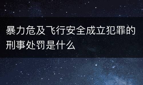 暴力危及飞行安全成立犯罪的刑事处罚是什么