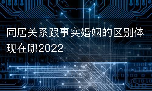 同居关系跟事实婚姻的区别体现在哪2022