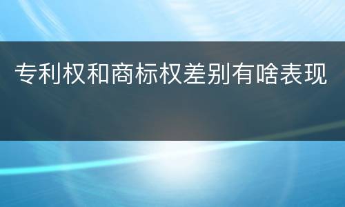 专利权和商标权差别有啥表现