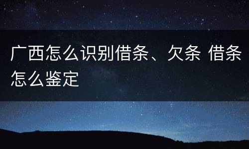 广西怎么识别借条、欠条 借条怎么鉴定