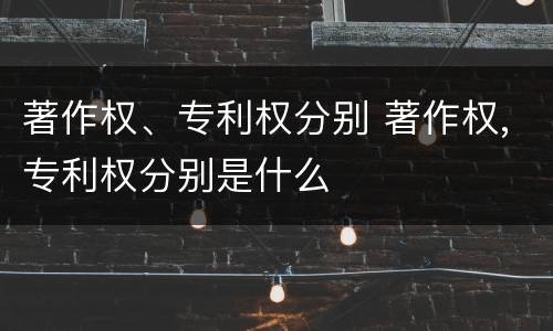著作权、专利权分别 著作权,专利权分别是什么