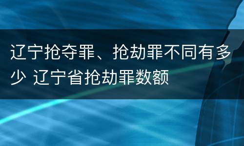 辽宁抢夺罪、抢劫罪不同有多少 辽宁省抢劫罪数额