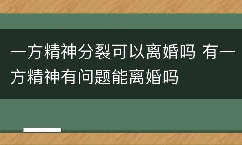 一方精神分裂可以离婚吗 有一方精神有问题能离婚吗