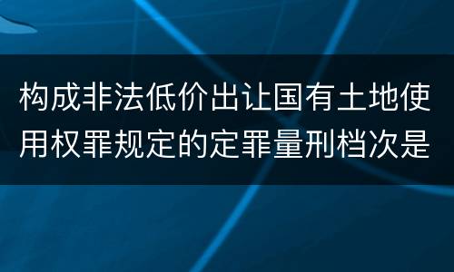 构成非法低价出让国有土地使用权罪规定的定罪量刑档次是多少