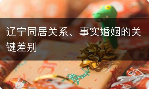 辽宁同居关系、事实婚姻的关键差别