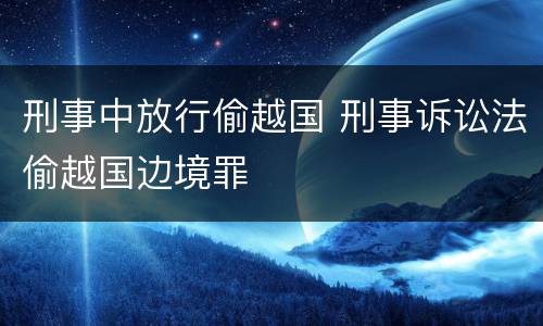 刑事中放行偷越国 刑事诉讼法偷越国边境罪