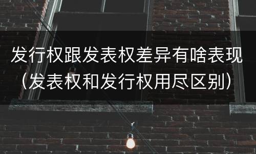 发行权跟发表权差异有啥表现（发表权和发行权用尽区别）