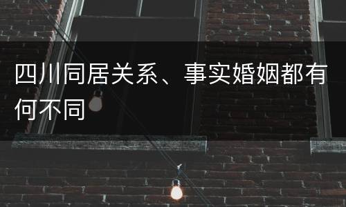 四川同居关系、事实婚姻都有何不同