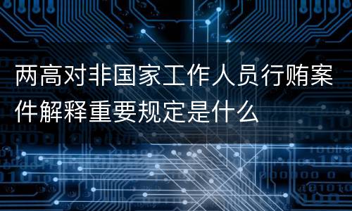 两高对非国家工作人员行贿案件解释重要规定是什么