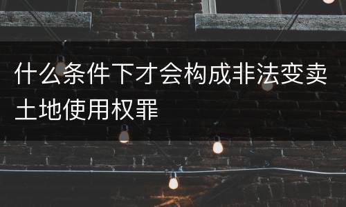 什么条件下才会构成非法变卖土地使用权罪