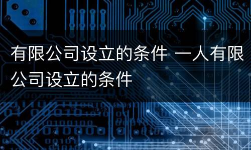 有限公司设立的条件 一人有限公司设立的条件