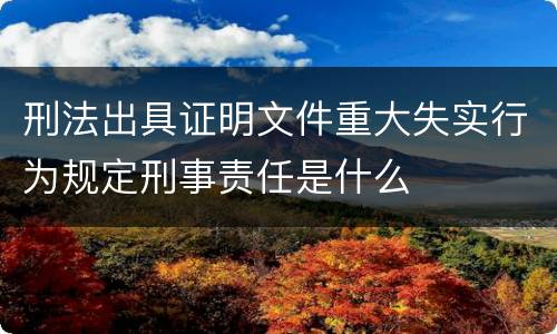刑法出具证明文件重大失实行为规定刑事责任是什么