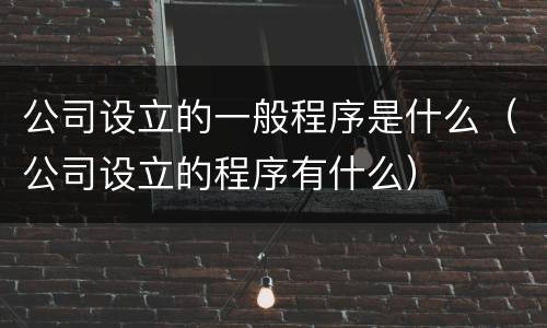 公司设立的一般程序是什么（公司设立的程序有什么）