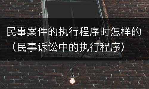 民事案件的执行程序时怎样的（民事诉讼中的执行程序）
