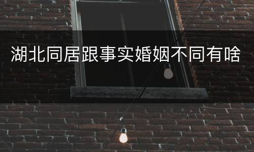 湖北同居跟事实婚姻不同有啥