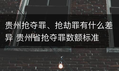 贵州抢夺罪、抢劫罪有什么差异 贵州省抢夺罪数额标准