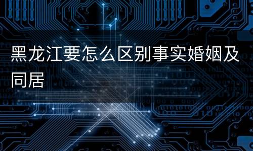 黑龙江要怎么区别事实婚姻及同居