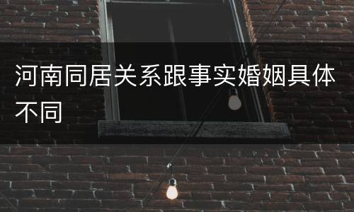 河南同居关系跟事实婚姻具体不同