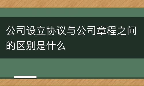 公司设立协议与公司章程之间的区别是什么