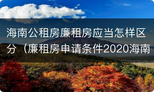 海南公租房廉租房应当怎样区分（廉租房申请条件2020海南）