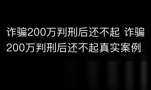 诈骗200万判刑后还不起 诈骗200万判刑后还不起真实案例