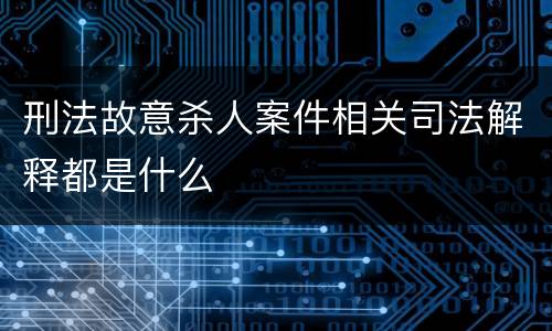 刑法故意杀人案件相关司法解释都是什么