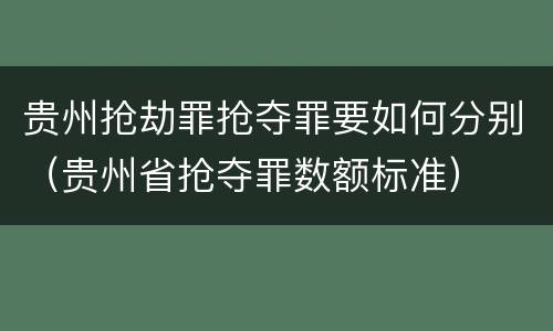 贵州抢劫罪抢夺罪要如何分别（贵州省抢夺罪数额标准）