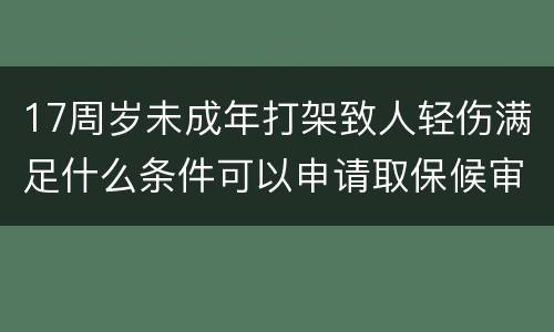 17周岁未成年打架致人轻伤满足什么条件可以申请取保候审的