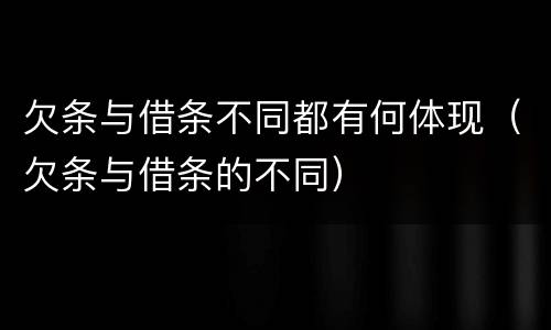 欠条与借条不同都有何体现（欠条与借条的不同）