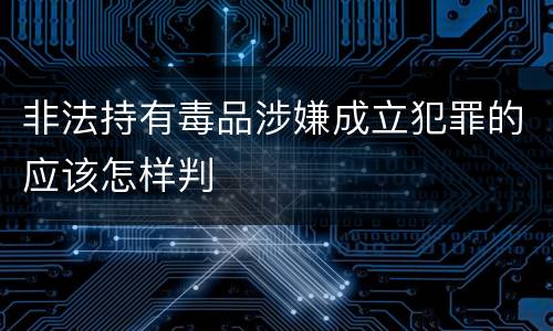 非法持有毒品涉嫌成立犯罪的应该怎样判