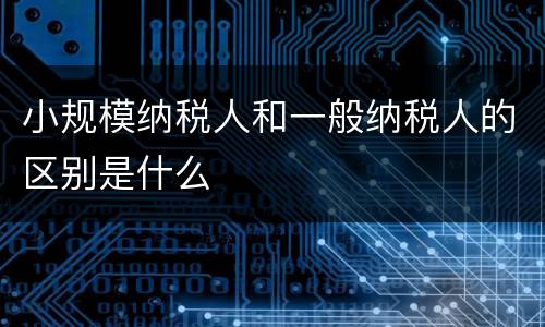 小规模纳税人和一般纳税人的区别是什么