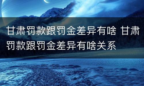 甘肃罚款跟罚金差异有啥 甘肃罚款跟罚金差异有啥关系