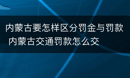 内蒙古要怎样区分罚金与罚款 内蒙古交通罚款怎么交