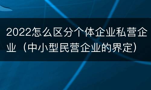2022怎么区分个体企业私营企业（中小型民营企业的界定）
